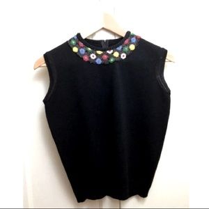 Vintage Millefiori Beaded Shell Sleeveless Sweater